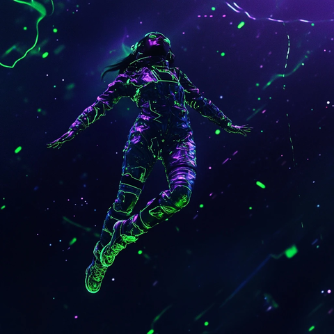 全息女战士太空漂浮