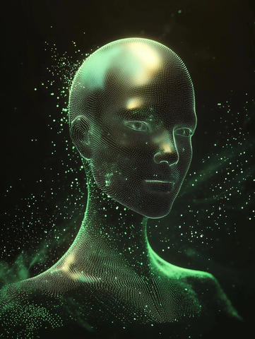 发光绿色数字人形