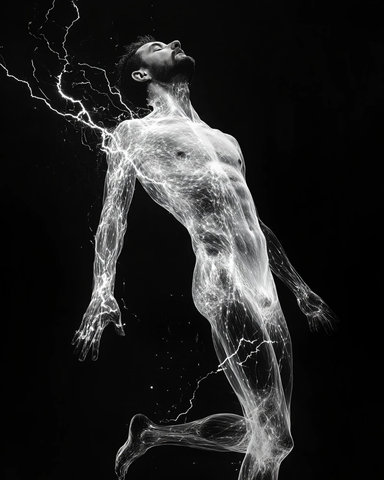 男人触电跌倒光图像