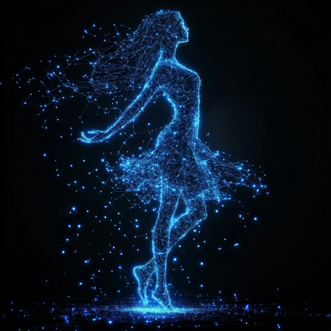 电子女孩蓝色点阵舞蹈