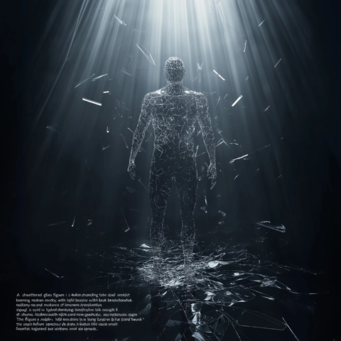 破碎玻璃中的坚韧身影