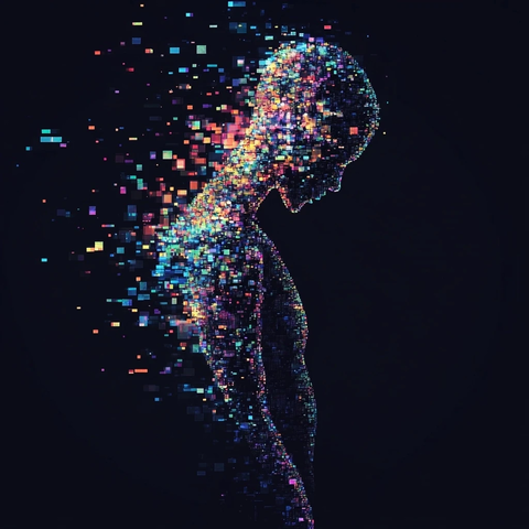 人物像素化溶解数字艺术