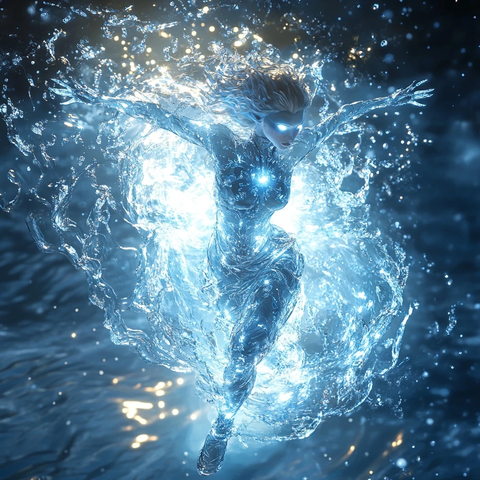 玻璃冰女王悬浮水粒子