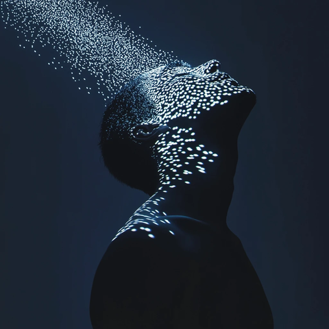 发光点构成抬头人像