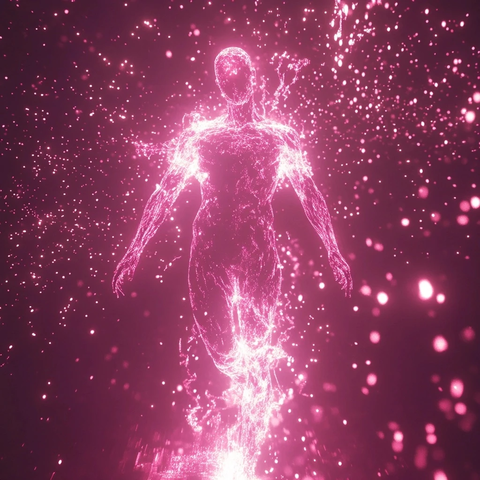 人体溶解发光粒子流动