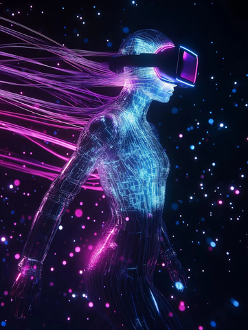 金属人偶穿梭虚拟空间