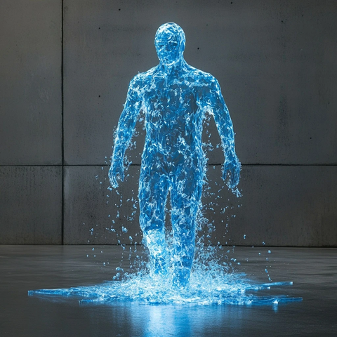 冰水人形从混凝土中出现