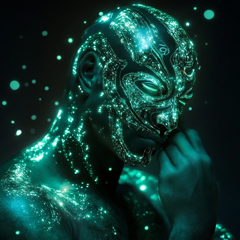 绿色发光人体面具