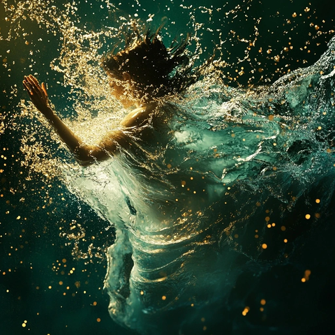 水下女子穿破水面