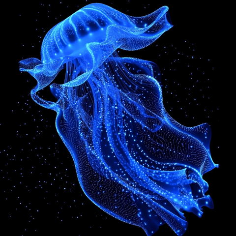 荧光蓝色水母触手发光