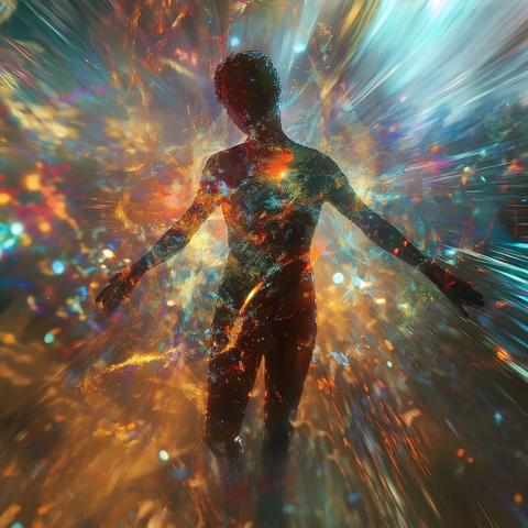 量子叠加人物玻璃光影