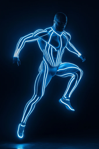 白装发光健美运动员腾空照