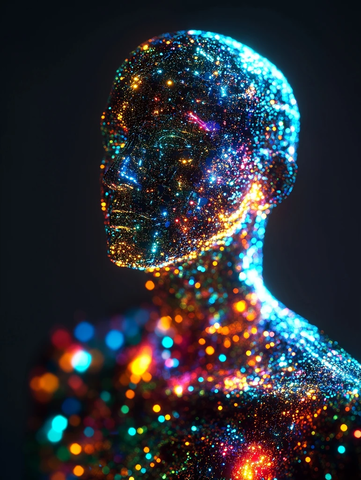 数字数据点发光全息人像