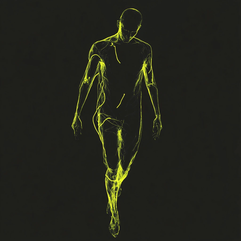 黑底黄光全高人物剪影