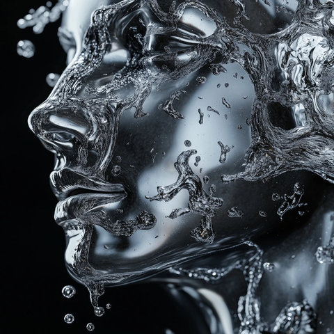 流动液体雕塑人脸