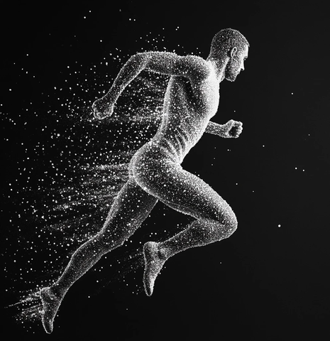 粒子构成的奔跑运动员