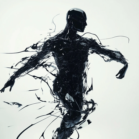 黑色动态抽象肌肉线条