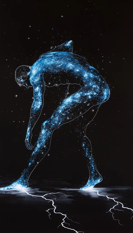 男子仰卧星光闪烁