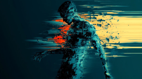 幽灵男影碎片数码扭曲