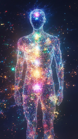 人体七脉轮粒子波浪