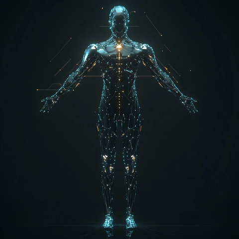 未来感人形金属线条设计