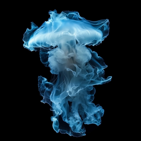 蓝色水母黑色背景