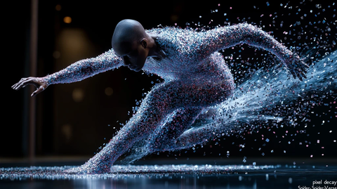 舞者像素分解重组乐队标志