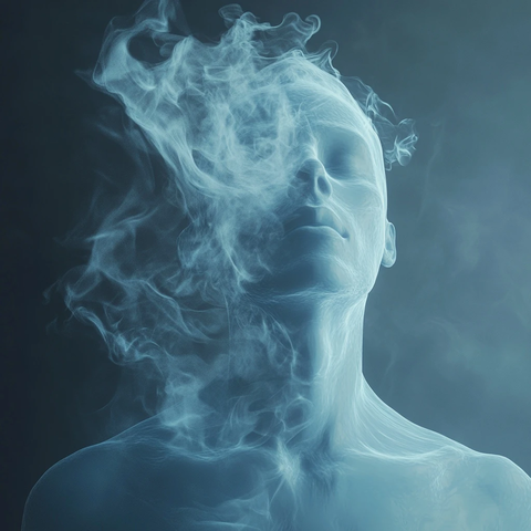 幽灵面容消散蓝色背景