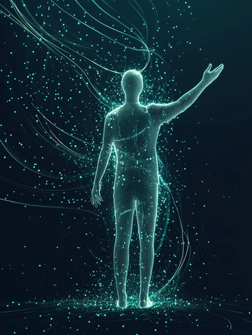 单人站立挥手点阵图形