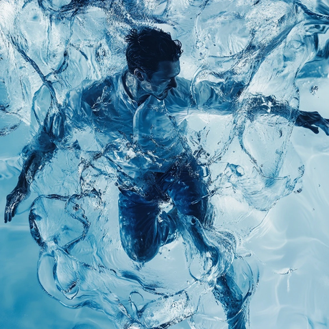 水中跳跃玻璃雕塑