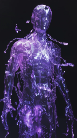 流动金属人形融化效果