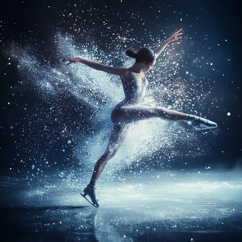 空中飞跃的冰上舞者