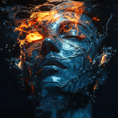 水火交融的面部特写