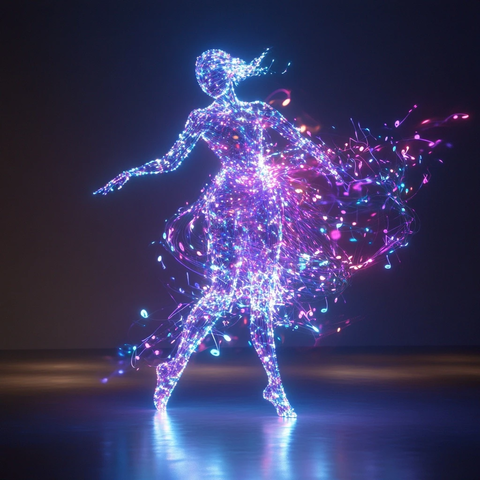 浮光舞者与音符几何体