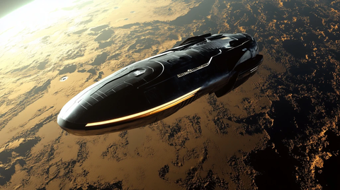 小型飞船飞越沙漠星球