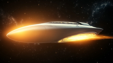 白色椭圆飞船夜航