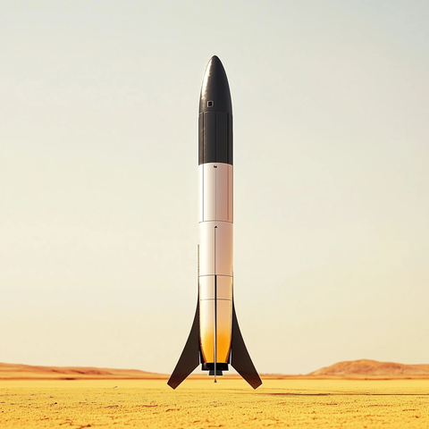 私人火箭侧视图阳光照射