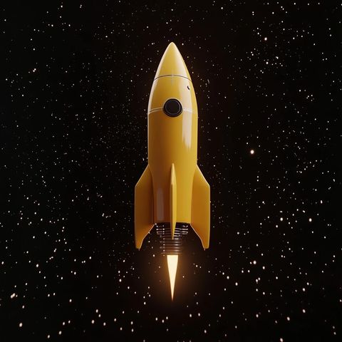 黄色火箭飞向太空
