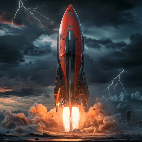 火箭发射暴风雨天空