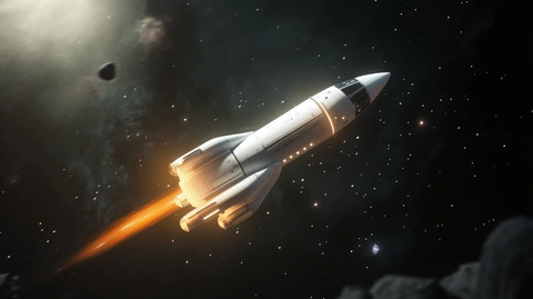 白色火箭飞越太空