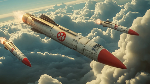 核导弹红白涂装飞行天空