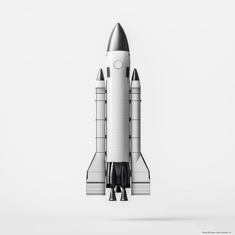 火箭飞船正面白色背景