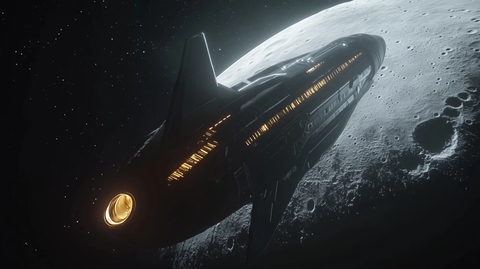 太空黑金穿梭机飞向月球