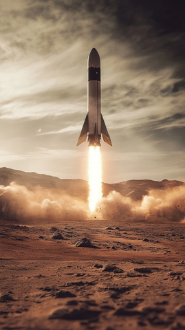 火箭降落火星表面