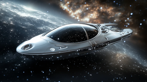 银色飞船漂浮星云间