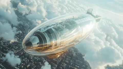 空中飞艇自然光线俯视图