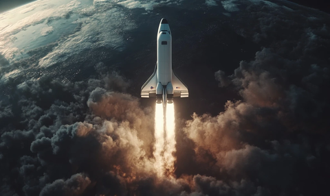 太空舱发射云烟缭绕