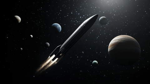 火箭航行宇宙行星远处