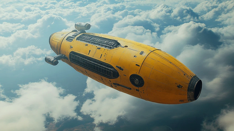 探索舱飞向天空远景