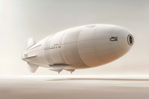 未来风格流线型白色飞艇